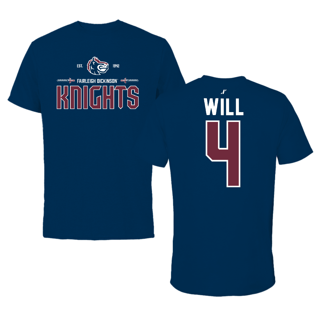 Fairleigh Dickinson University-Metropolitan Campus Baseball Navy General Tee - #4 Zack Will
