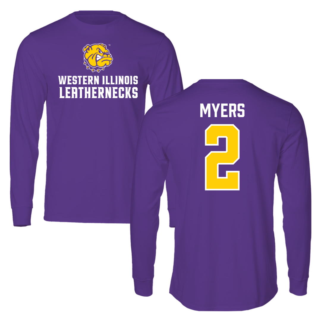 Western Illinois University Basketball Purple Long Sleeve - #2 Ryan Myers