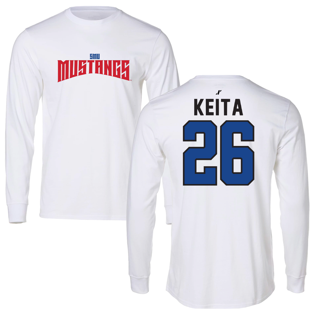 Southern Methodist University Soccer White Classic Performance Long Sleeve - #26 Ibrahim Keita
