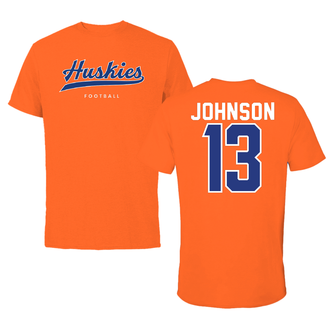 Houston Christian University Football Orange Tee - #13 Will Johnson