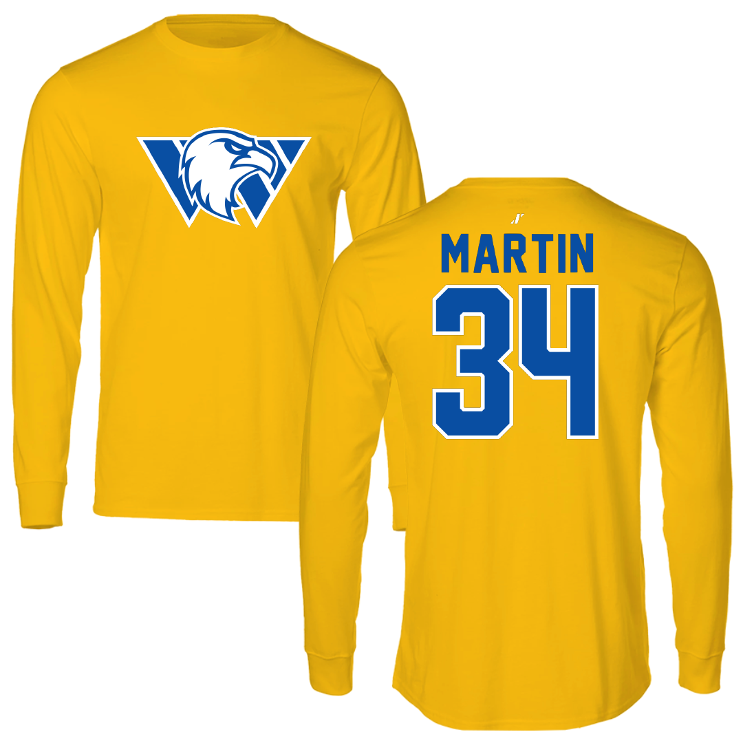 Williams Baptist University Baseball Gold Performance Long Sleeve - #34 Kaden Martin