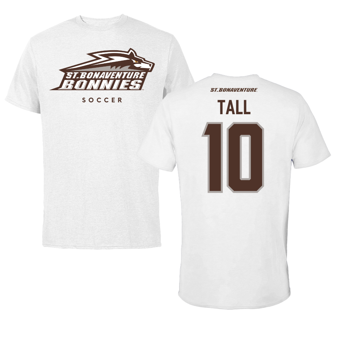 St. Bonaventure University Soccer White Tee - #10 Mo Tall