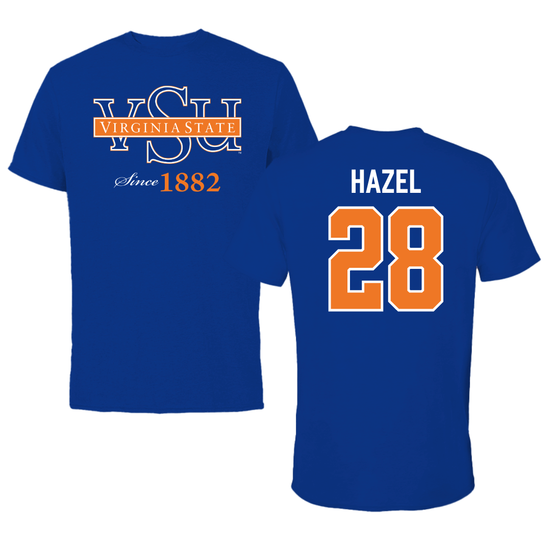 Virginia State University Lacrosse Blue Performance Tee - #28 Daquan Hazel