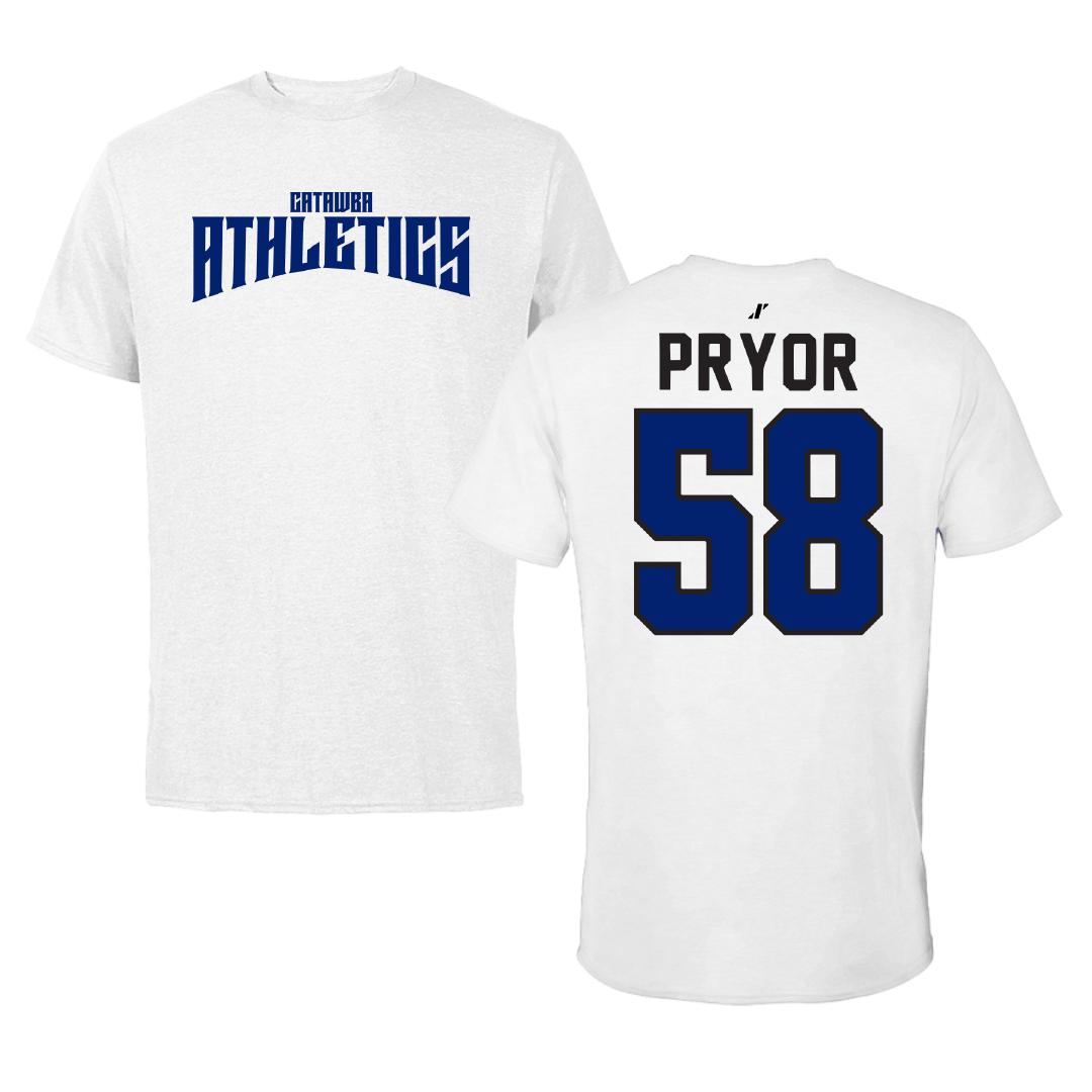 Catawba College Football White Classic Performance Tee - #58 Bo Pryor