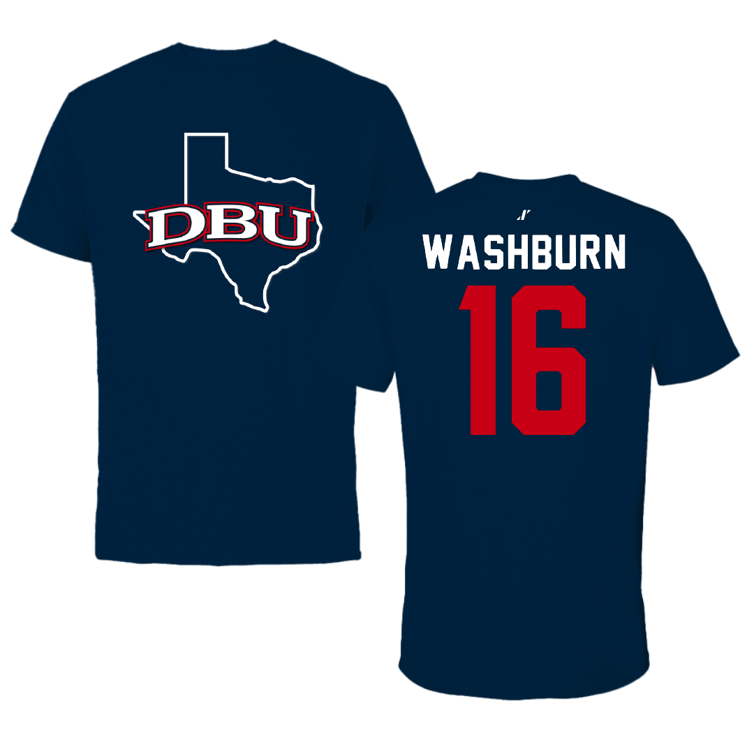 Dallas Baptist University Volleyball Navy State Performance Tee - #16 Sadie Washburn