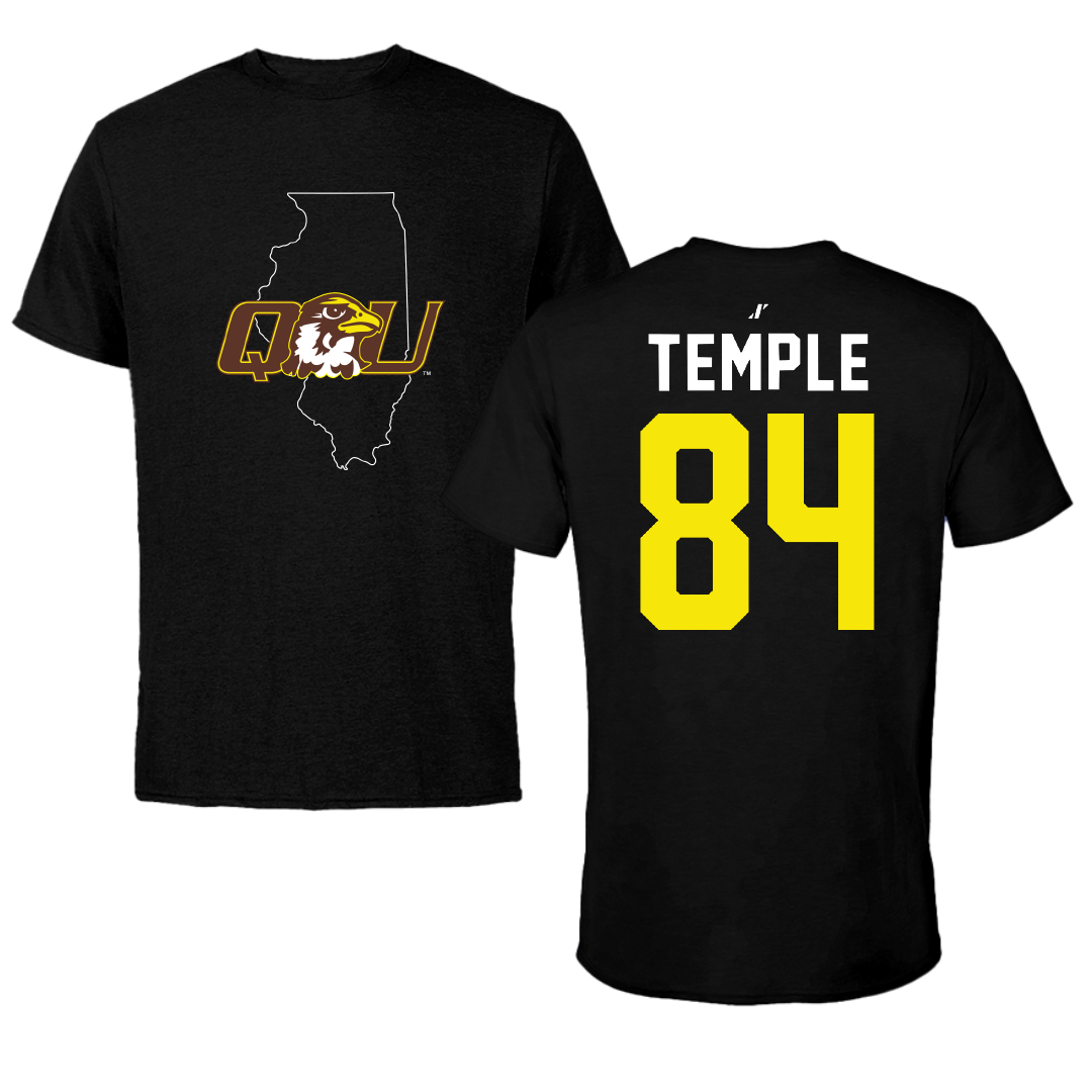 Quincy University Football Black State Tee - #84 De'Torrion Temple