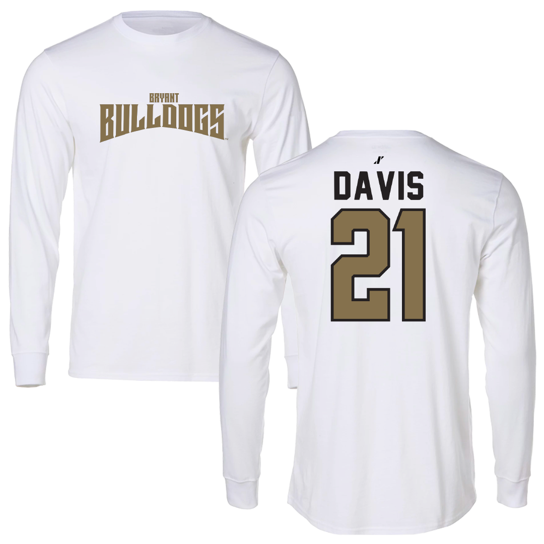 Bryant University Basketball White Classic Long Sleeve - #21 Aaron Davis