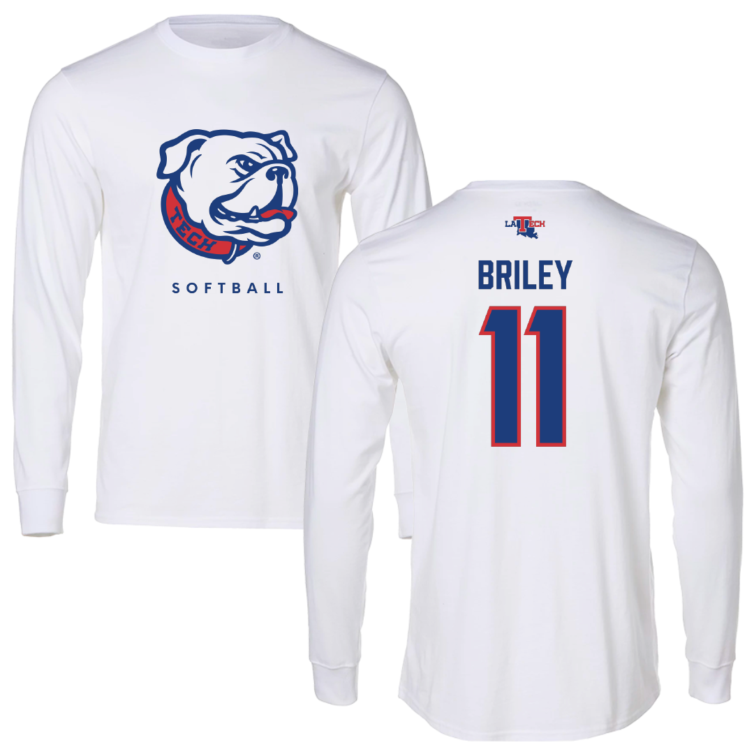 Louisiana Tech University Softball White Performance Long Sleeve - #11 KB Briley