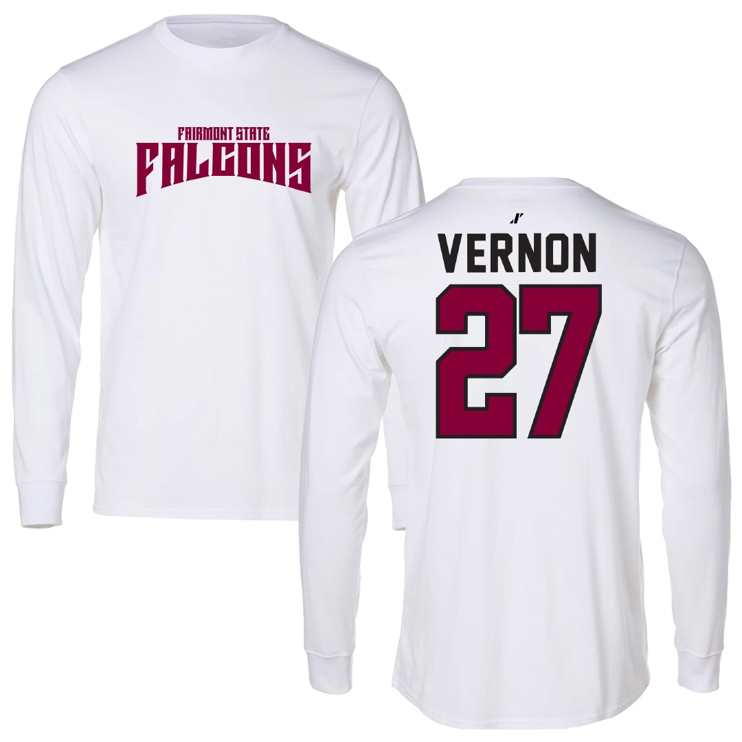 Fairmont State University Football White Classic Long Sleeve - #27 Caleb Vernon