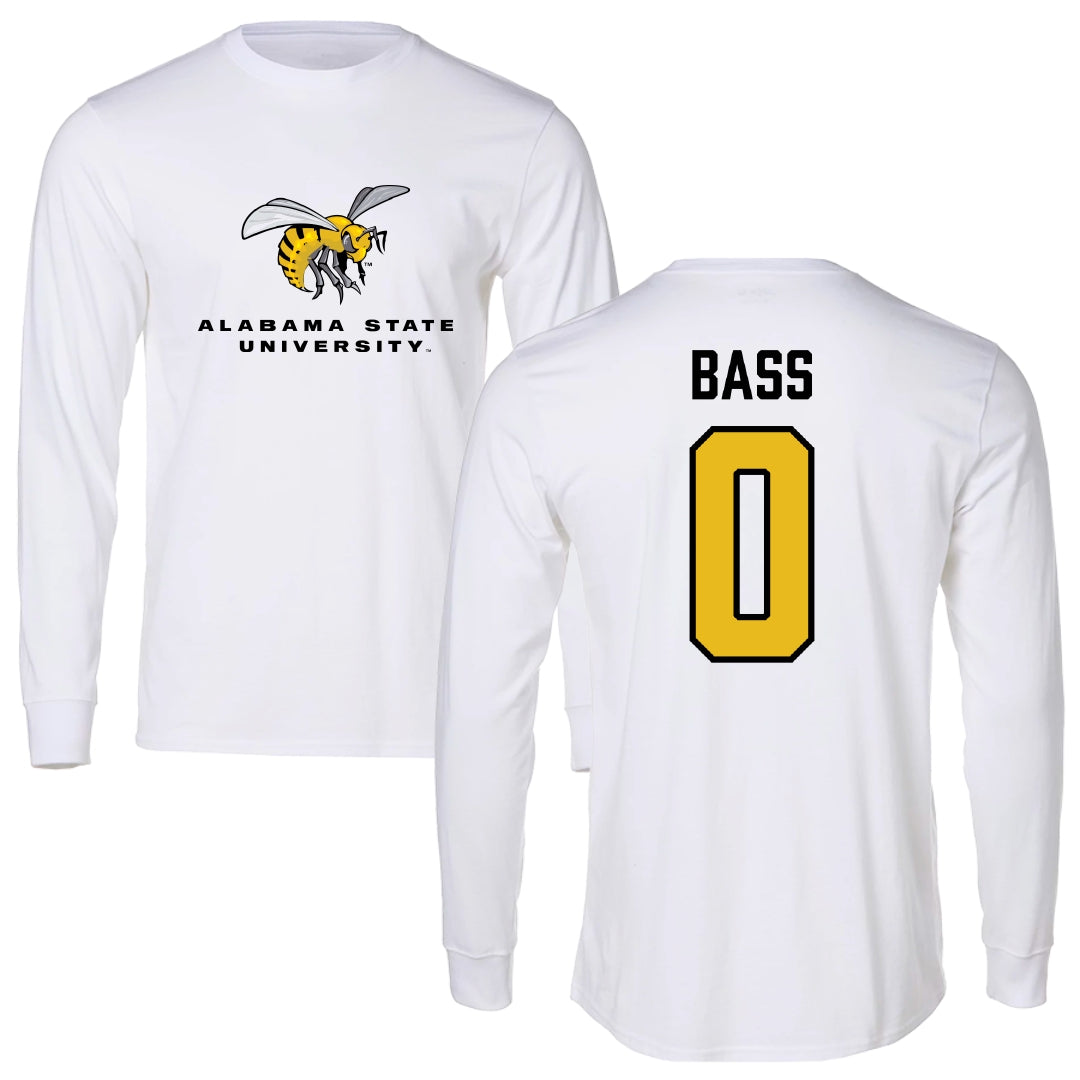 Alabama State University Basketball White Block Long Sleeve - #0 D'Ante Bass