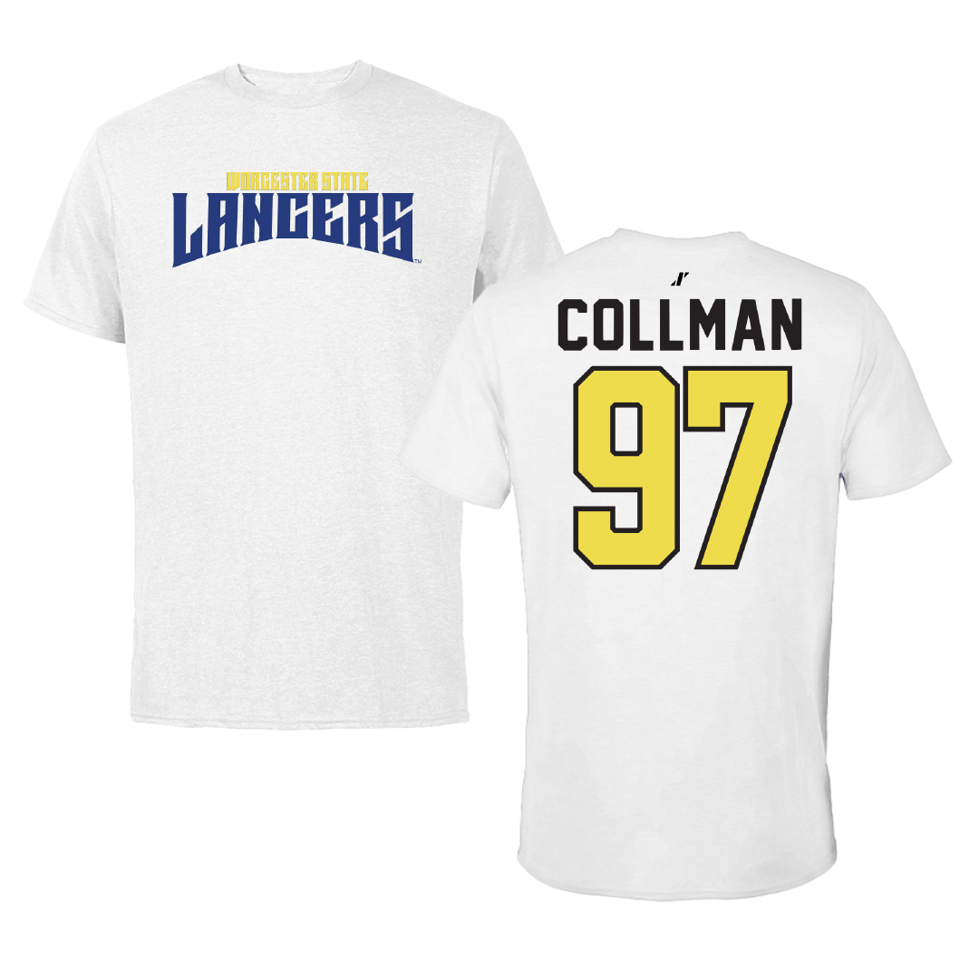Worcester State University Football White Classic Performance Tee - #97 Zach Collman