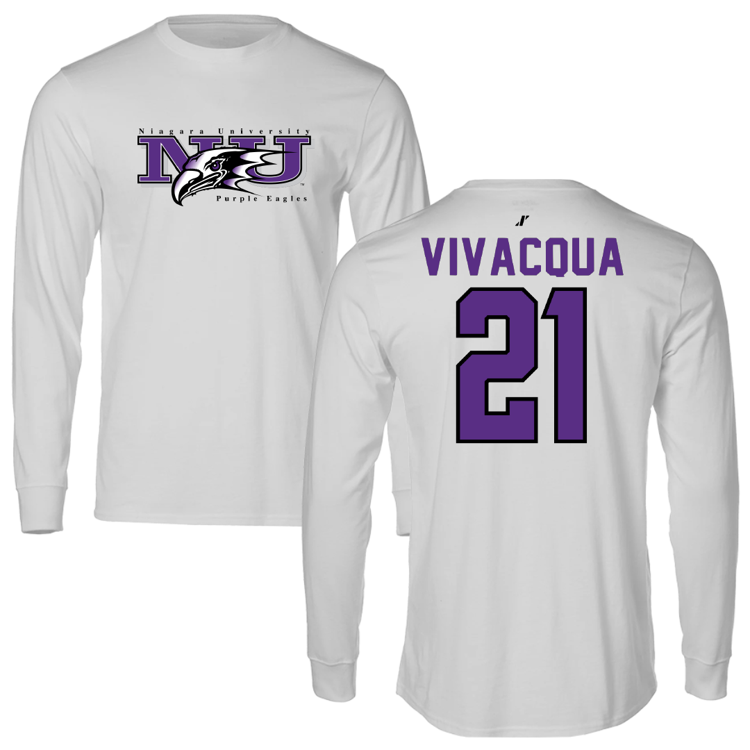 Niagara University Baseball Light Gray Performance Long Sleeve - #21 Tyler Vivacqua