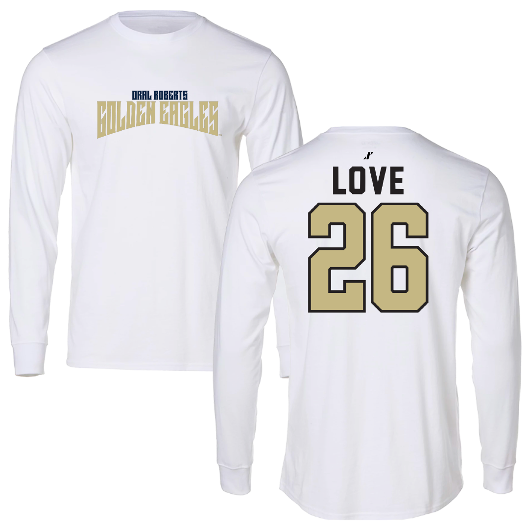 Oral Roberts University Baseball White Classic Performance Long Sleeve - #26 Nathan Love