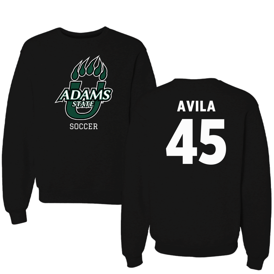 Adams State University Soccer Black State Crewneck - #45 Caleb Avila