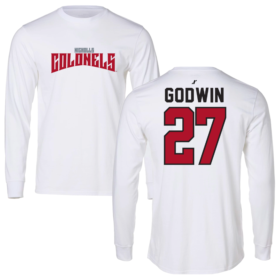 Nicholls State University Soccer White Classic Performance Long Sleeve - #27 Emma Godwin