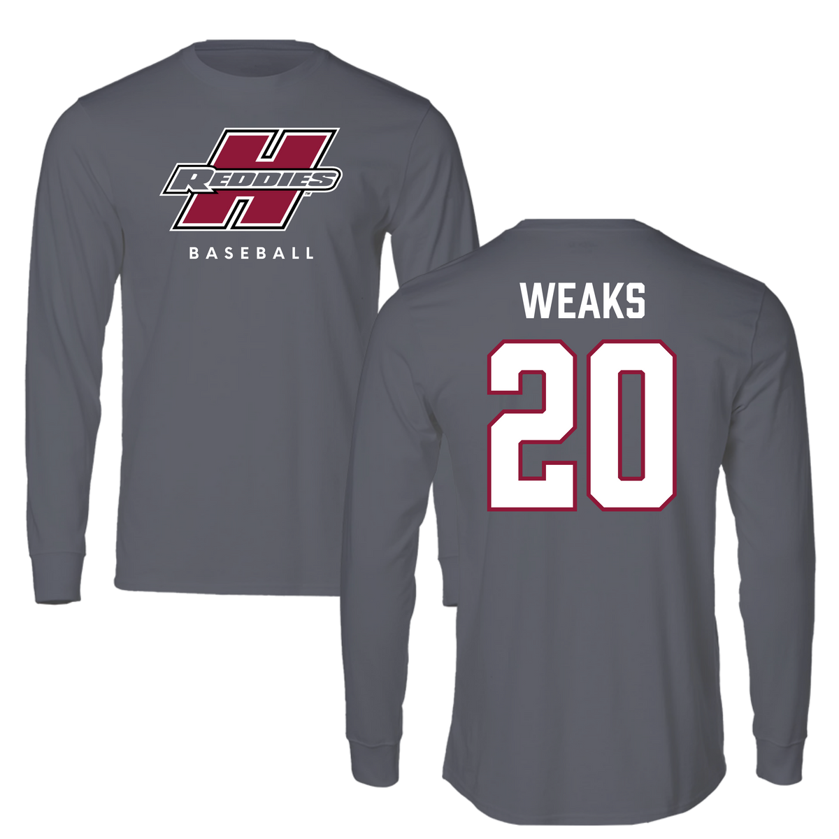 Henderson State University Baseball Gray Performance Long Sleeve - #20 Reese Weaks