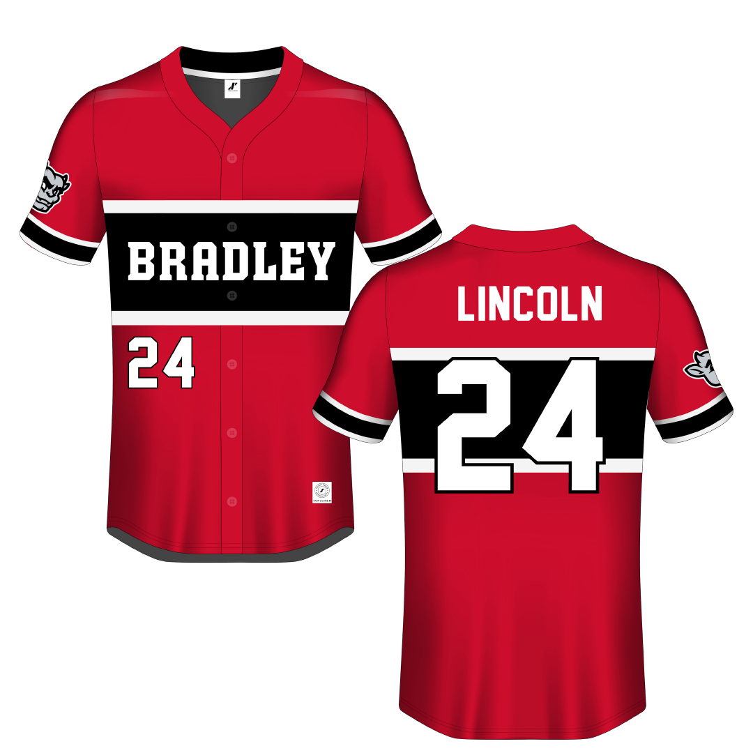 Bradley University Red Button-Down Jersey - #24 Jack Lincoln