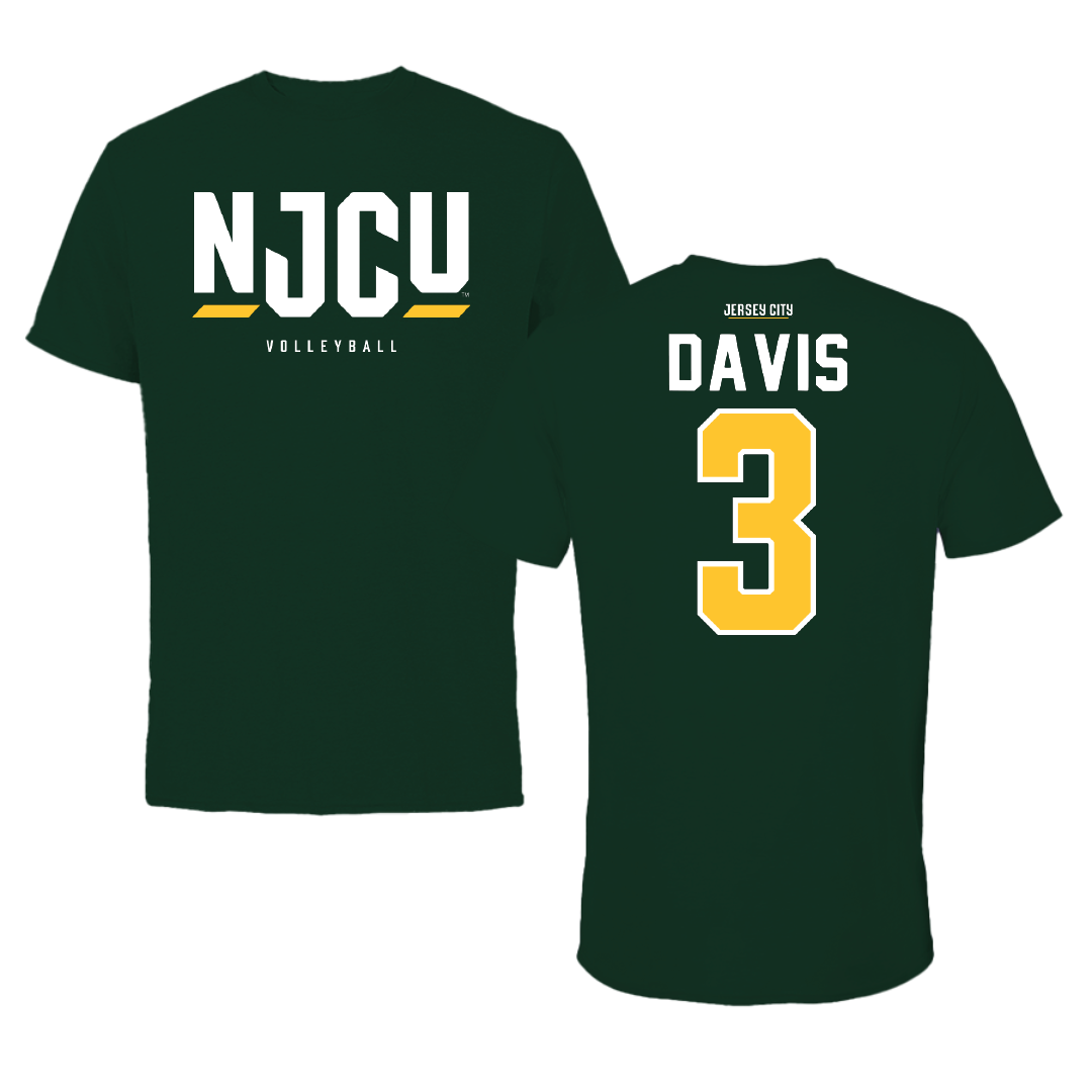 New Jersey City University Volleyball Forest Green Tee - #3 Kristen Davis