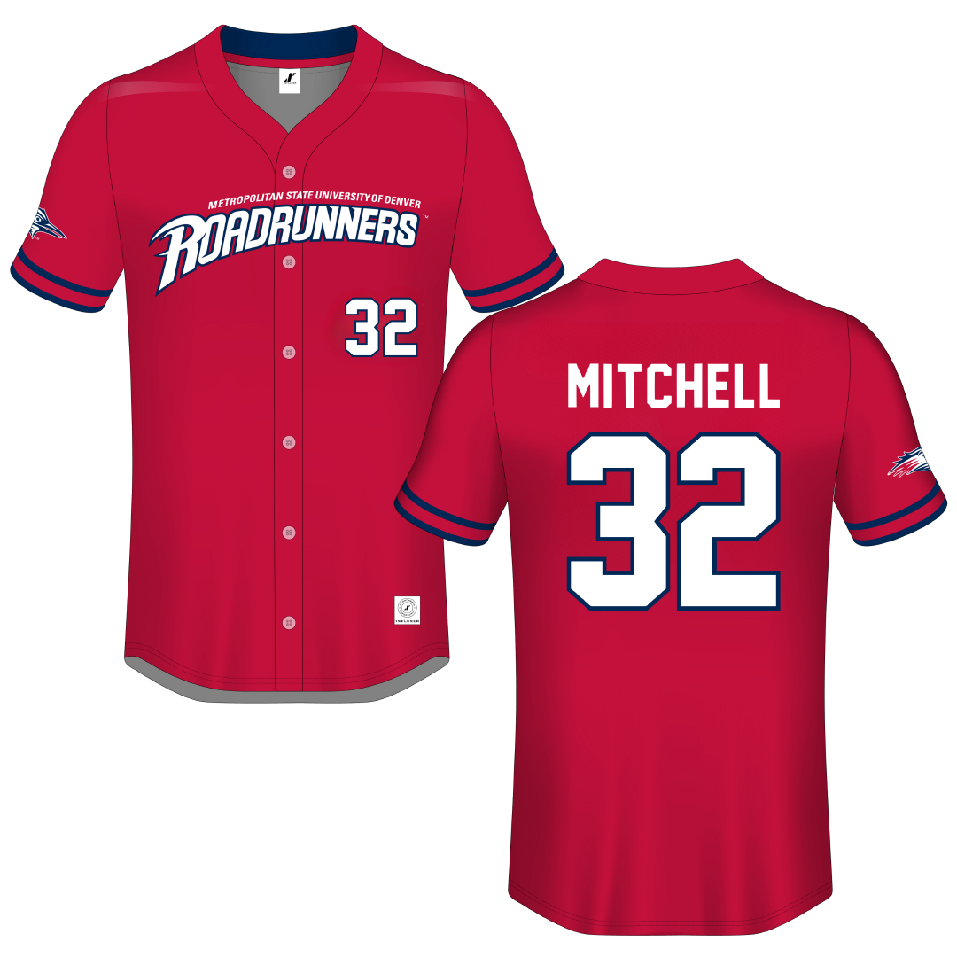 Metropolitan State University of Denver Red Button-Down Jersey - #32 Scott Mitchell