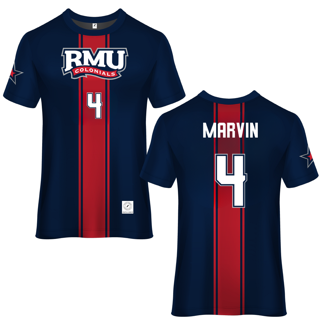 Robert Morris University Blue Soccer Jersey - #4 Jillian Marvin