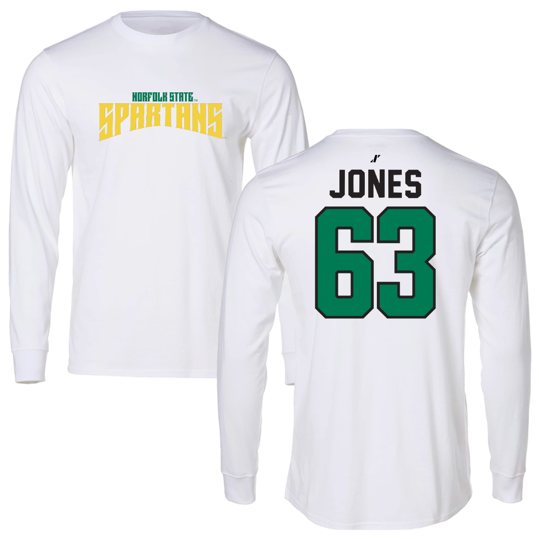 Norfolk State University Football White Classic Performance Long Sleeve - #63 Chris Jones
