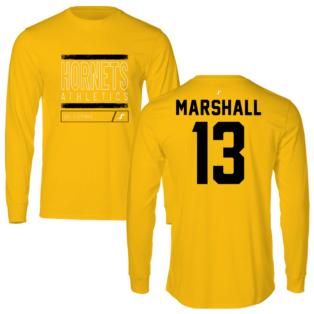 Alabama State University Basketball Gold Dominate Performance Long Sleeve - #13 Jordon Marshall