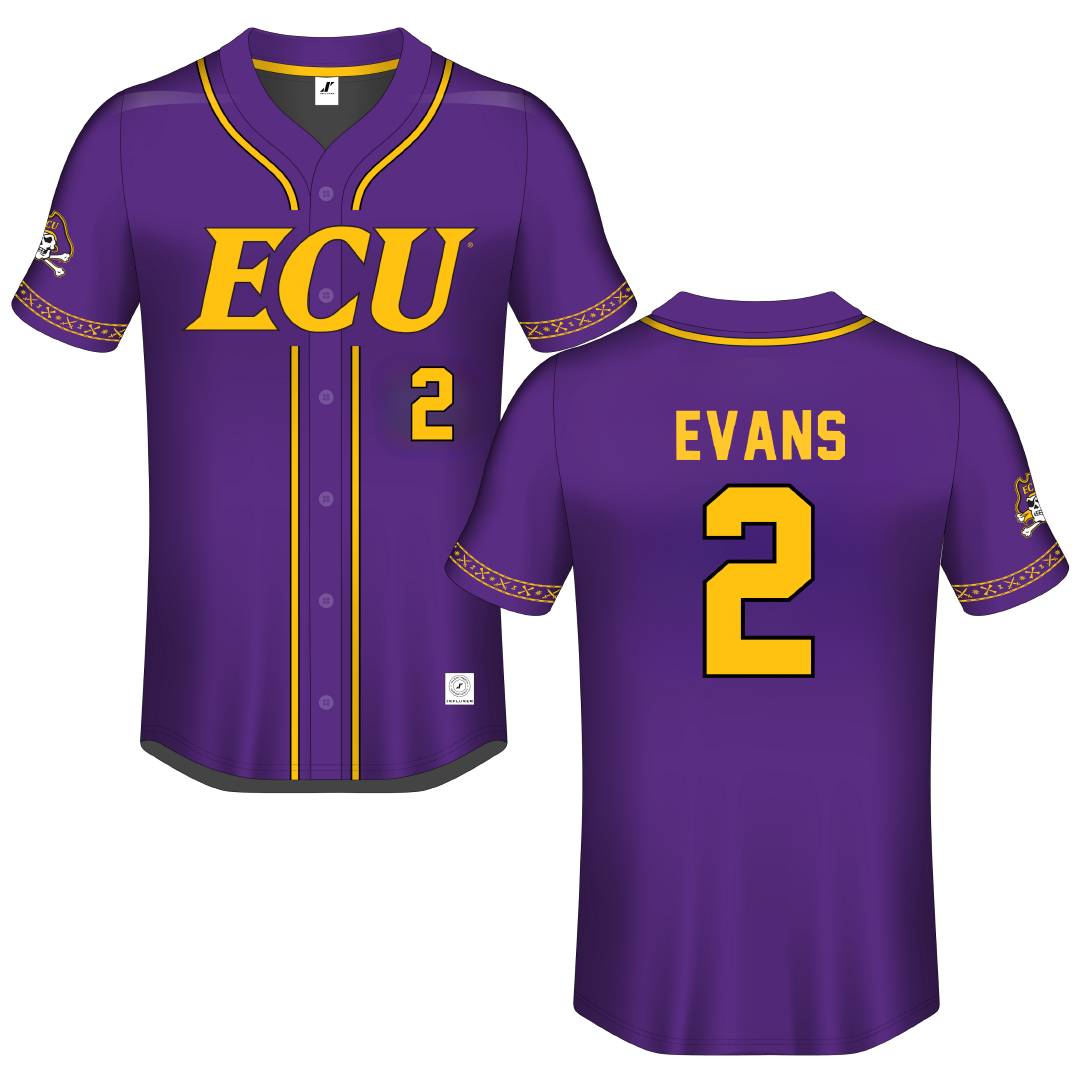 East Carolina University Purple Button-Down Jersey - #2 Hannah Evans