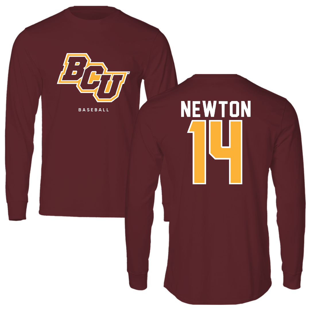 Bethune-Cookman University Baseball Maroon Long Sleeve - #14 Armani Newton