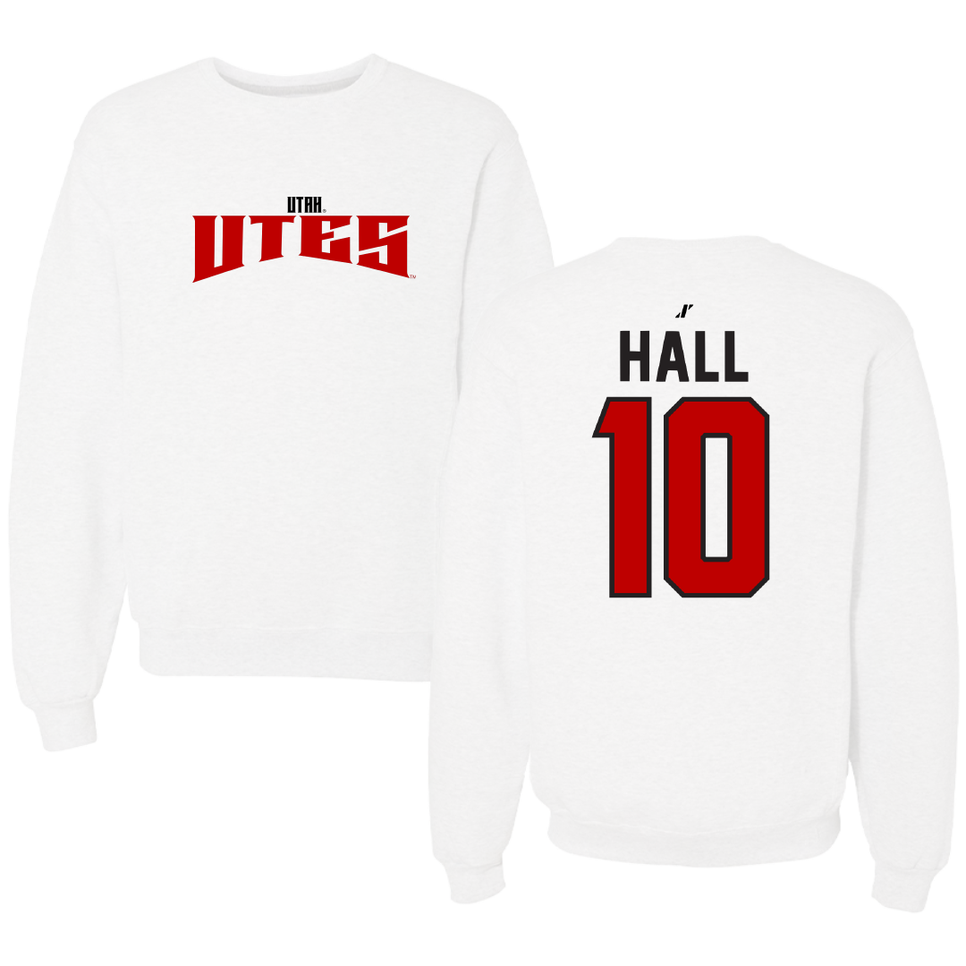 University of Utah Football White Classic Crewneck - #10 Johnathan Hall