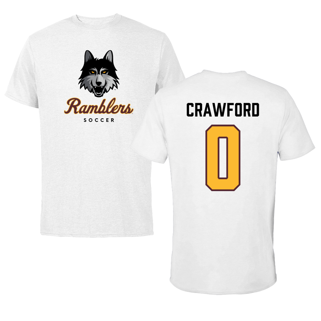 Loyola University-Chicago Soccer White Ramblers Performance Tee - #0 Aidan Crawford