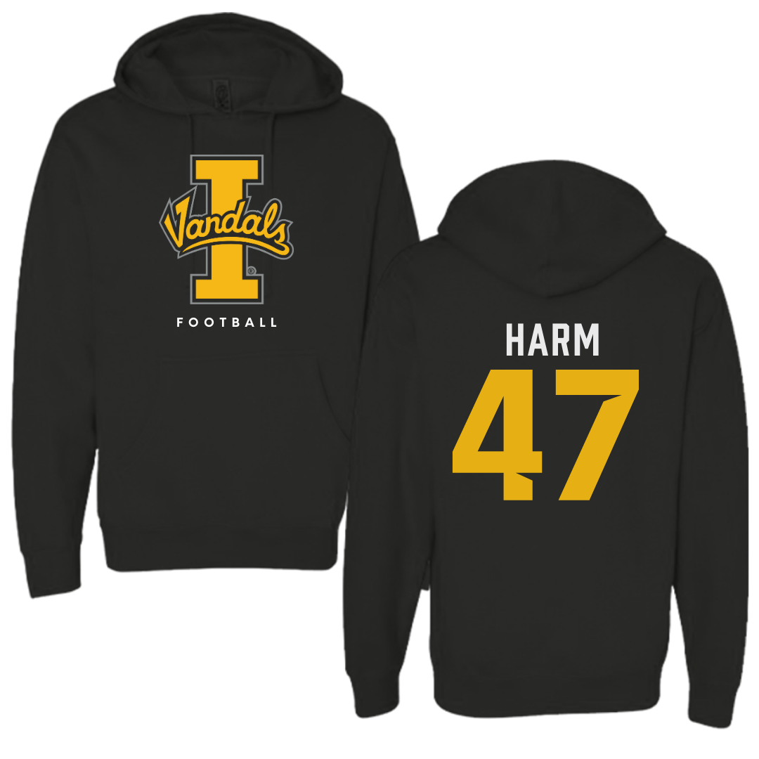 University of Idaho Football Black Vandals Hoodie - #47 LJ Harm