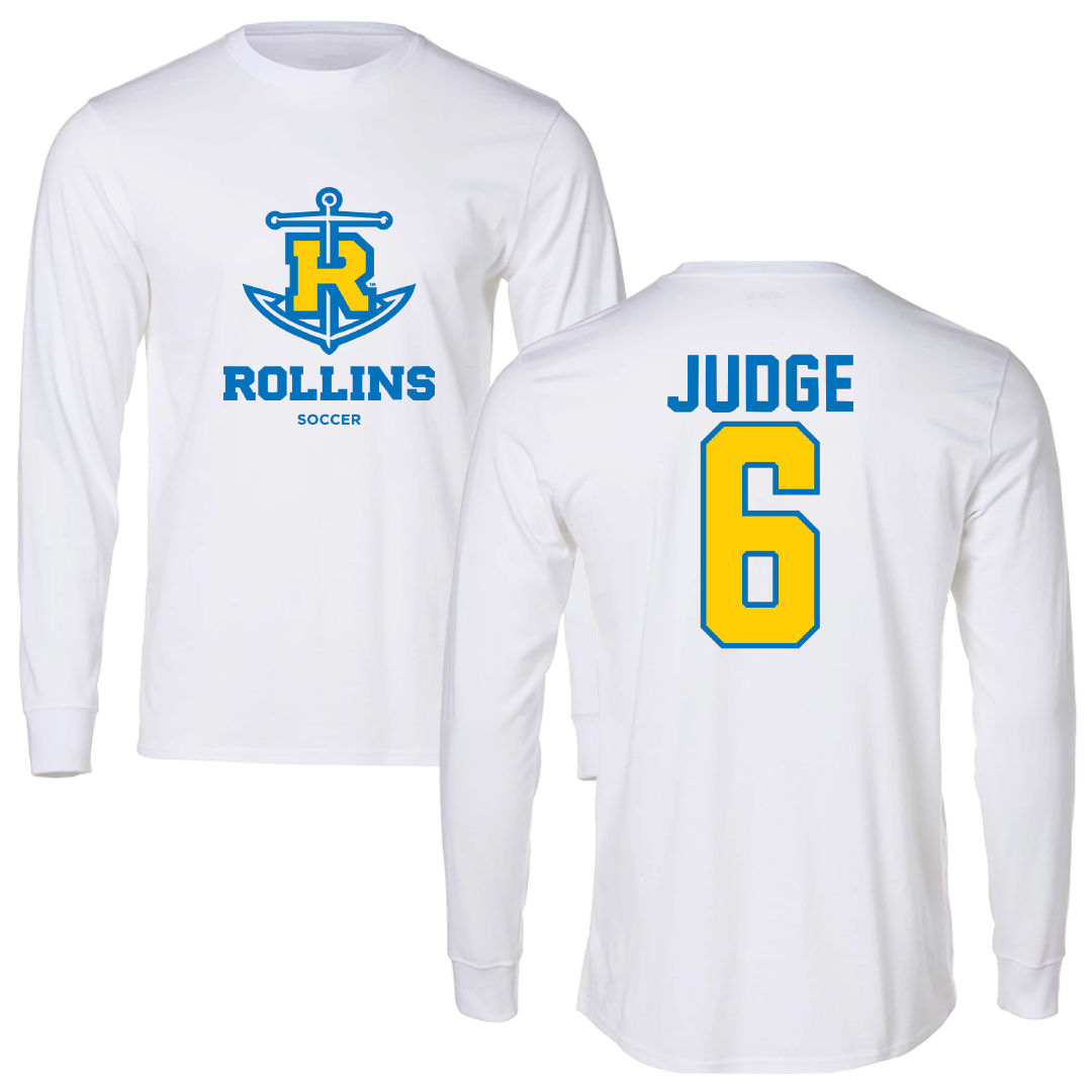 Rollins College Soccer White Performance Long Sleeve - #6 Hayden Judge
