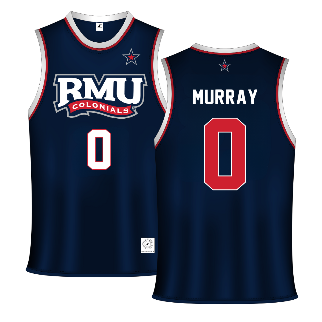 Robert Morris University Navy Basketball Jersey - #0 Mya Murray
