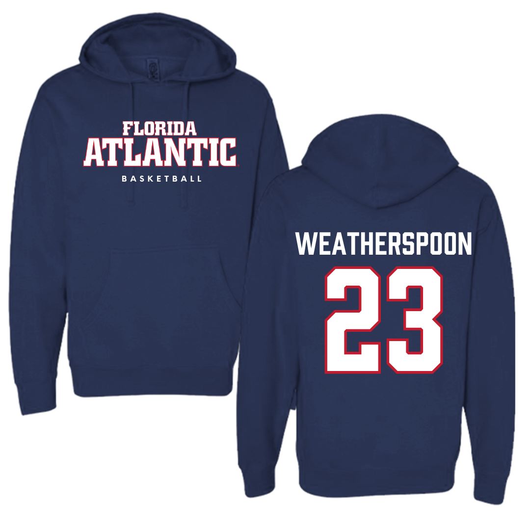 Florida Atlantic University Basketball Navy Block Hoodie - #23 Brandon Weatherspoon
