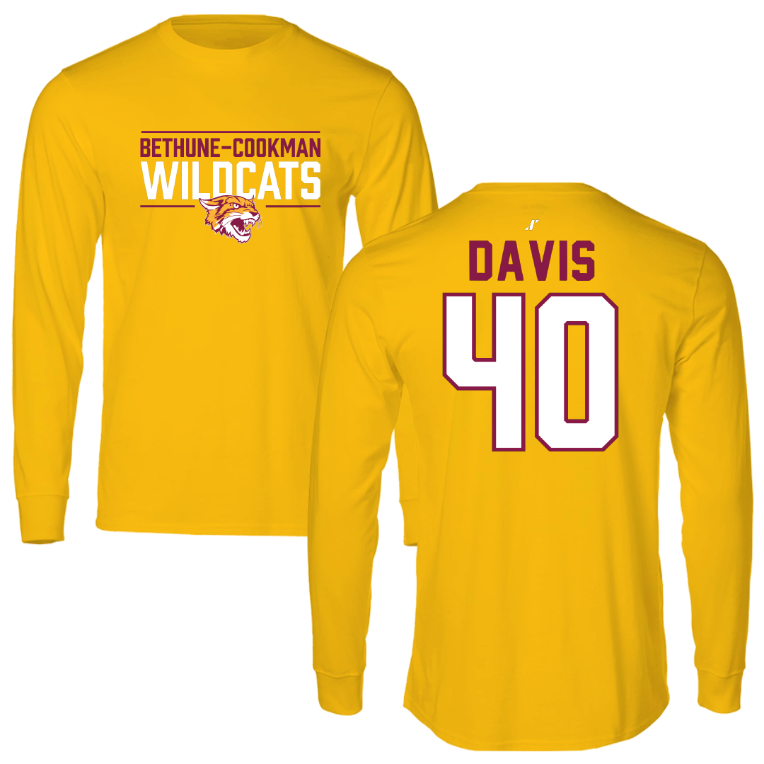Bethune-Cookman University Football Gold General Performance Long Sleeve - #40 Darrion Davis