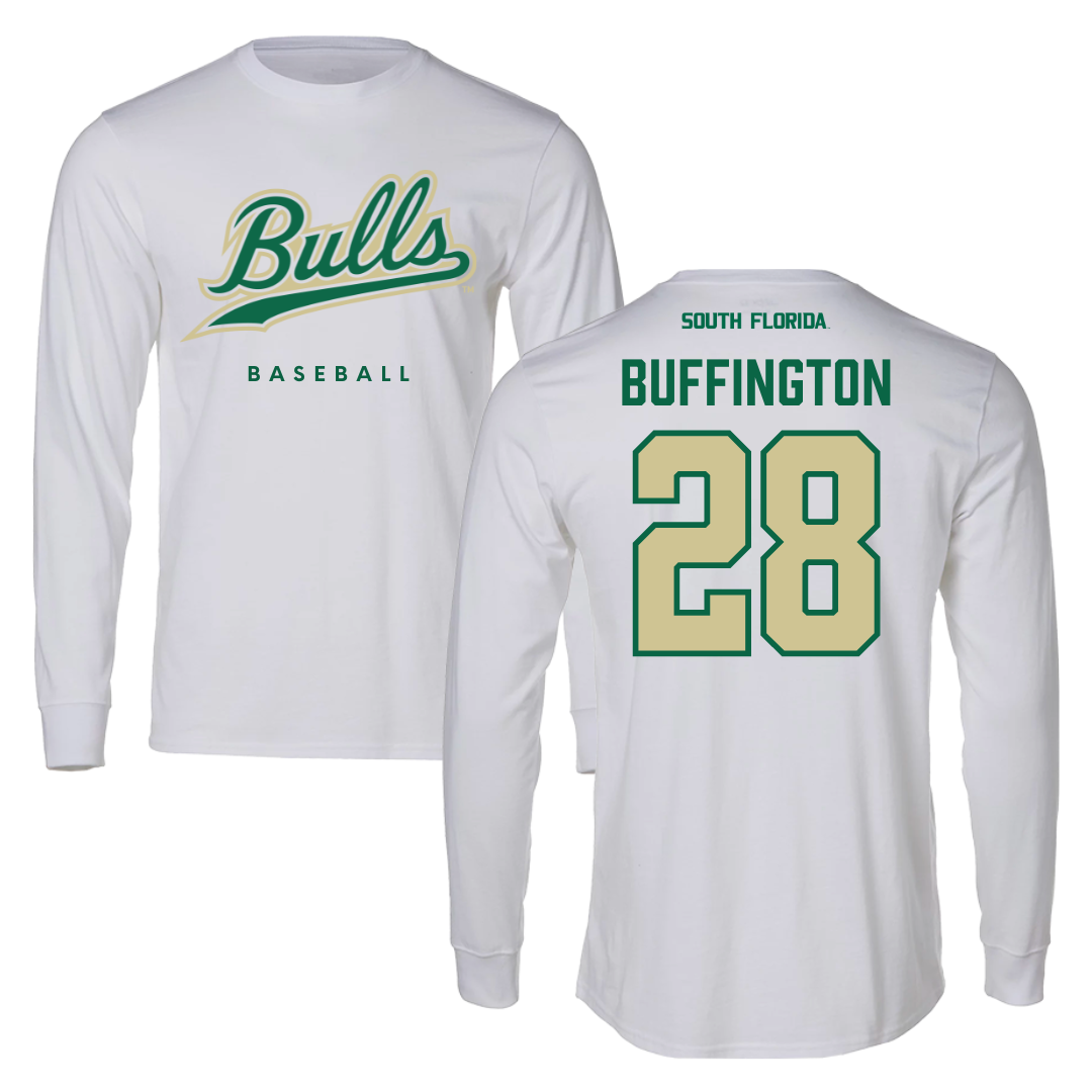 University of South Florida Baseball White Performance Long Sleeve - #28 Matthew Buffington
