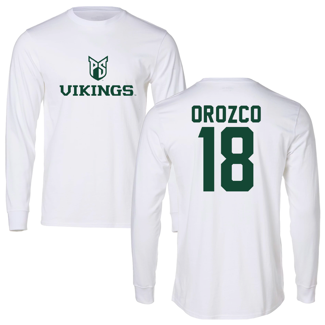 Portland State University Softball White Performance Long Sleeve - #18 Nichole Orozco