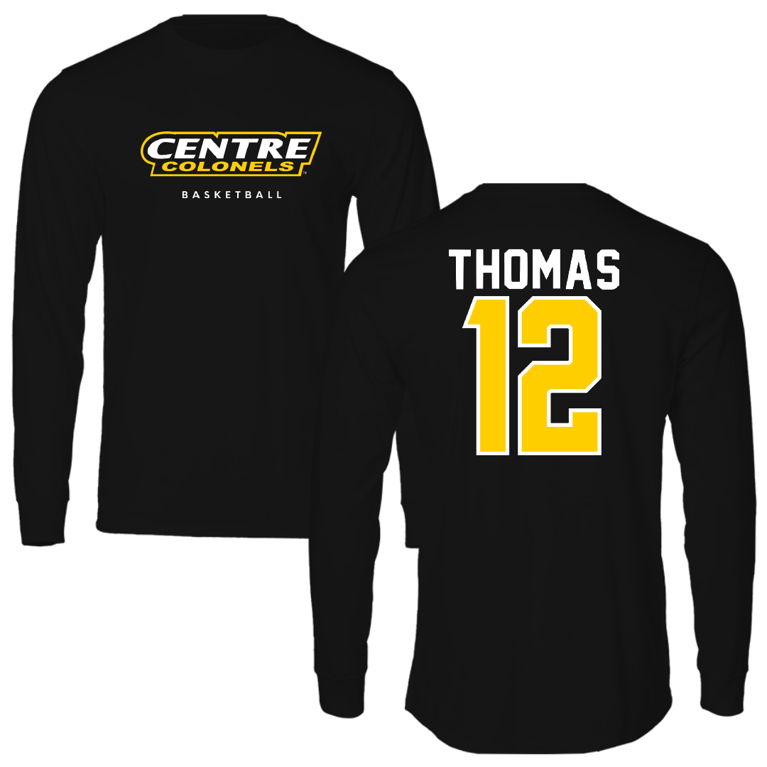 Centre College Basketball Black Long Sleeve - #12 Kalib Thomas