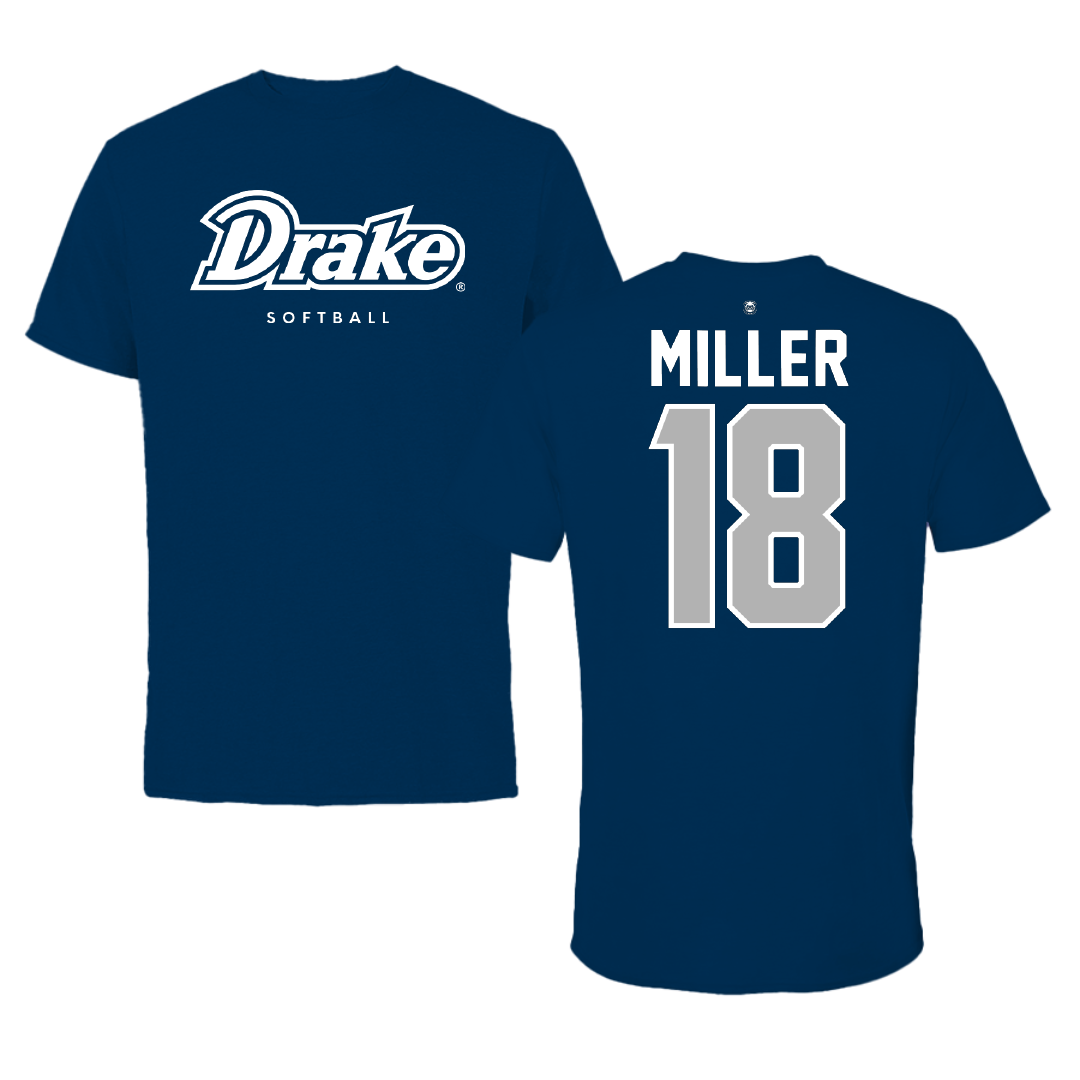 Drake University Softball Navy Tee - #18 Sami Miller