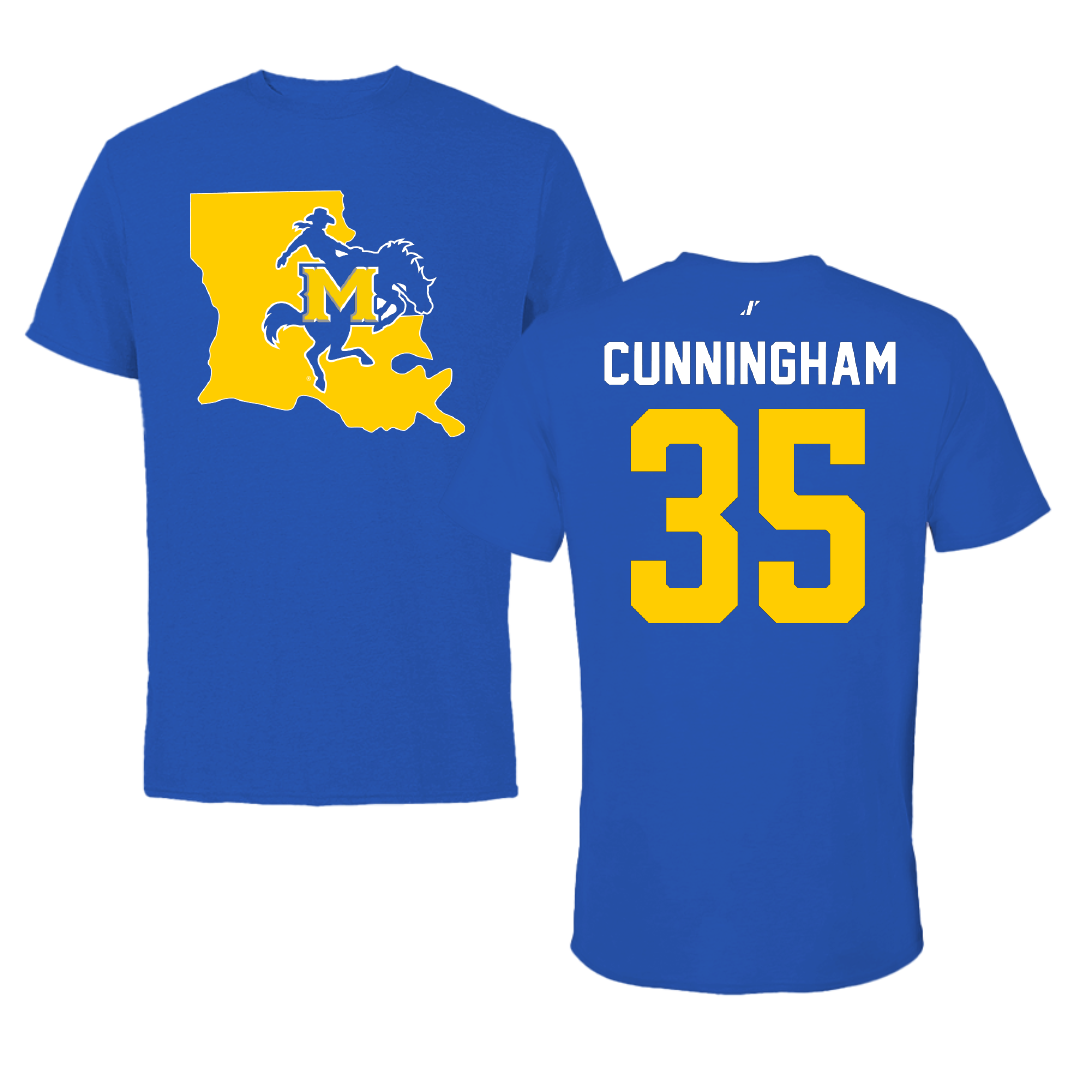 McNeese State University Baseball Blue State Tee - #35 Braedyn Cunningham