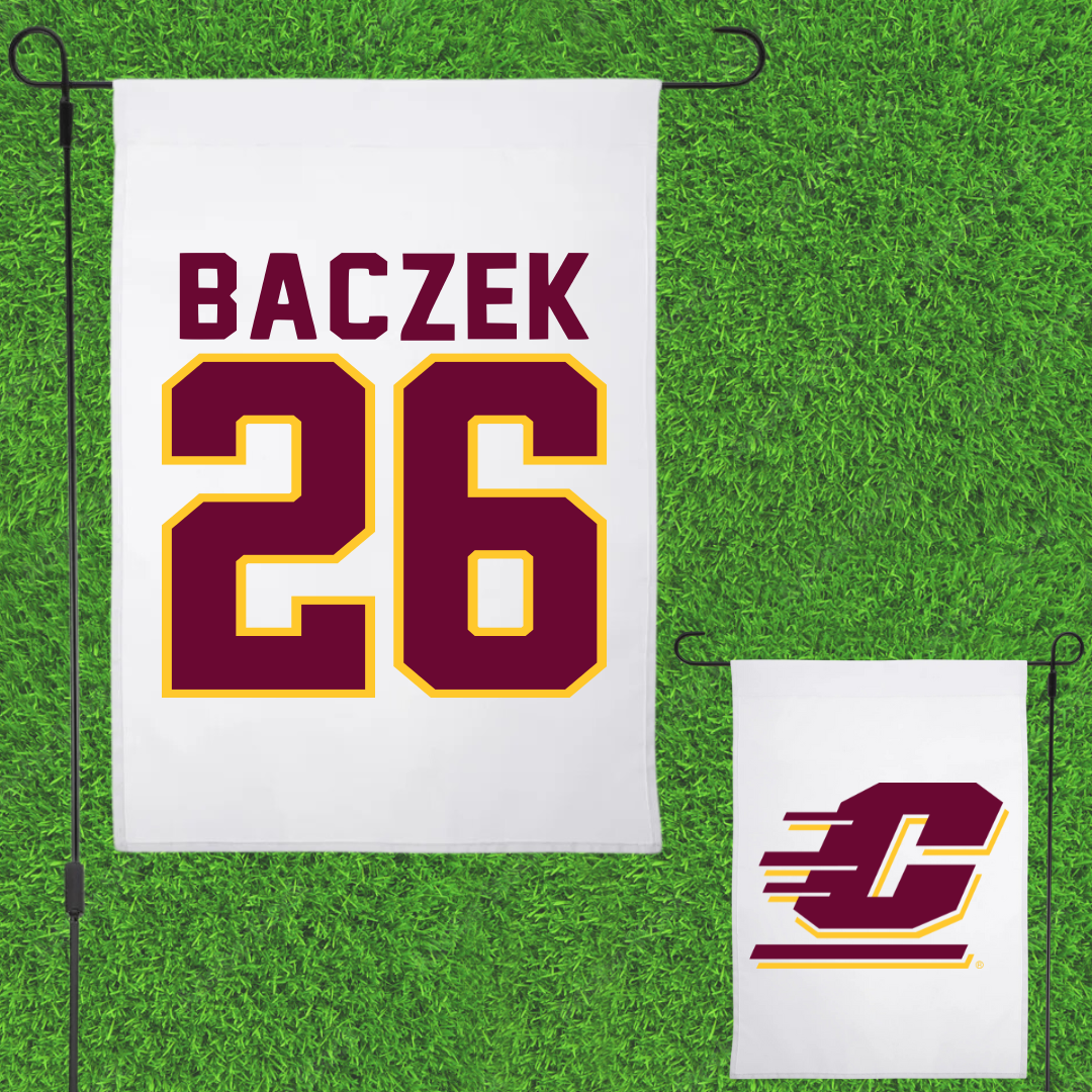 Central Michigan University Soccer White Garden Flag - #26 Grace Baczek