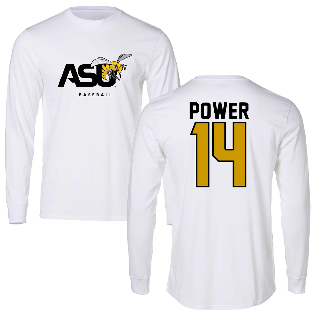 Alabama State University Baseball White Long Sleeve - #14 Trey Power