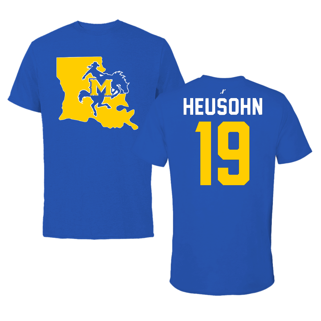 McNeese State University Baseball Blue State Performance Tee - #19 Marcus Heusohn