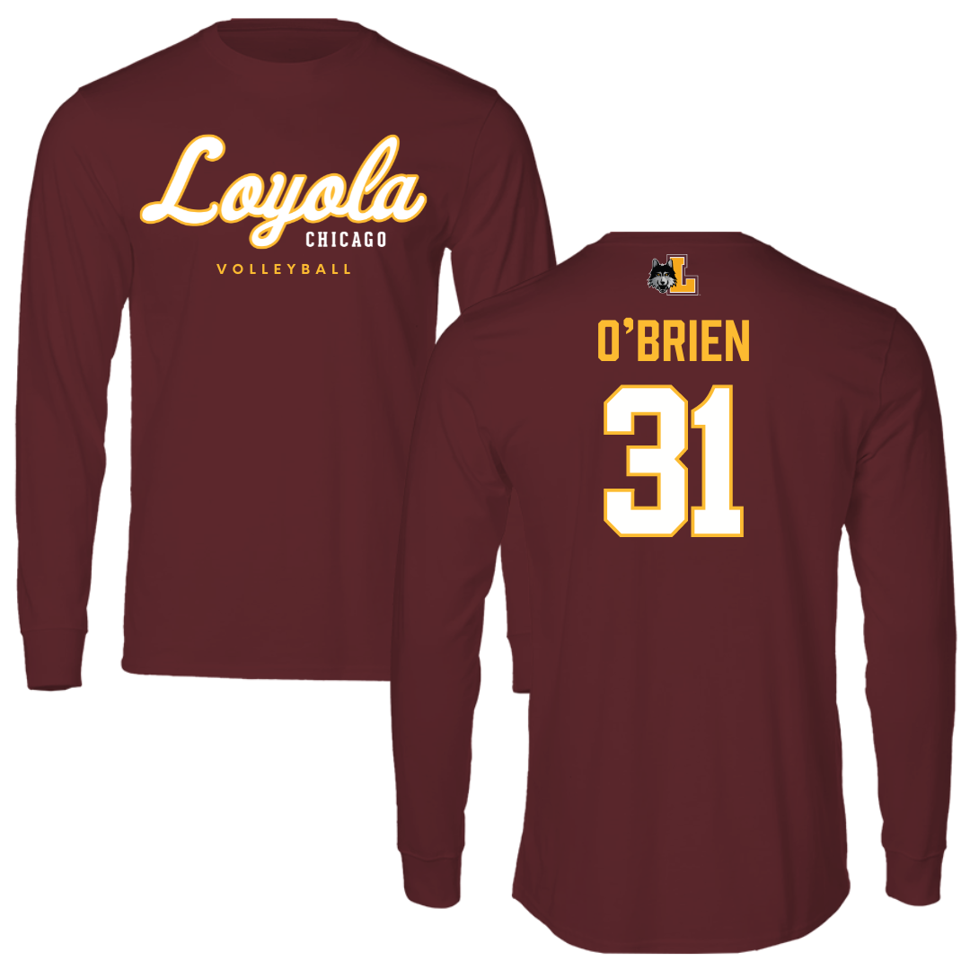 Loyola University-Chicago Volleyball Maroon Block Long Sleeve - #31 Gavin O’Brien