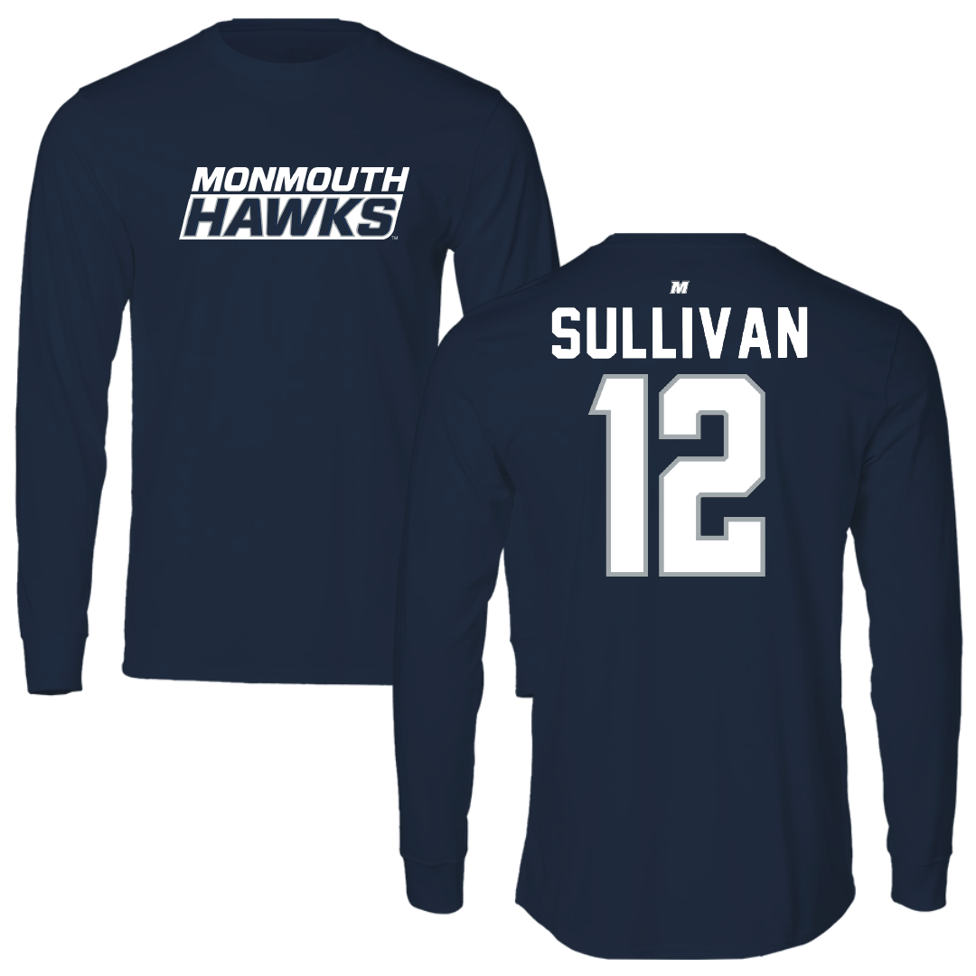 Monmouth University Lacrosse Navy Performance Long Sleeve - #12 Fletcher Sullivan