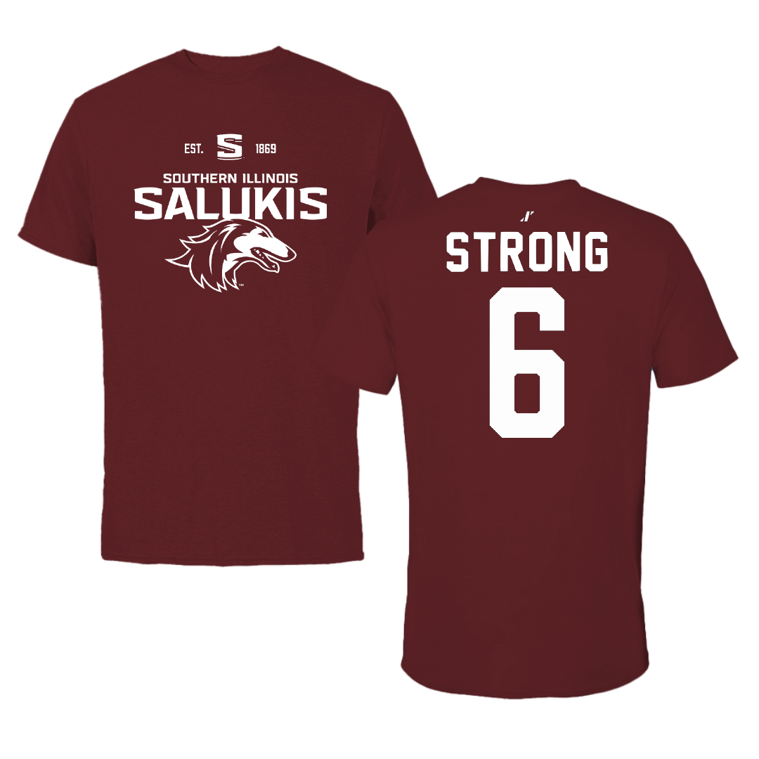 Southern Illinois University at Carbondale Football Maroon General Tee - #6 Justin Strong