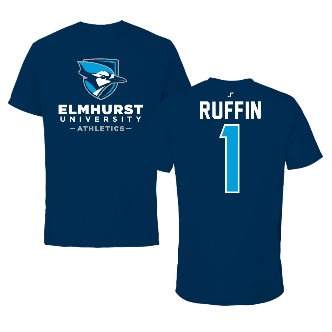 Elmhurst University Soccer Navy Performance Tee - #1 Niyen Ruffin