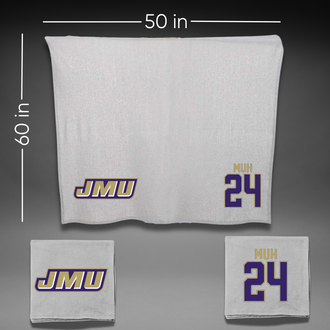 James Madison University Softball Gray Blanket - #24 Rebecca Muh