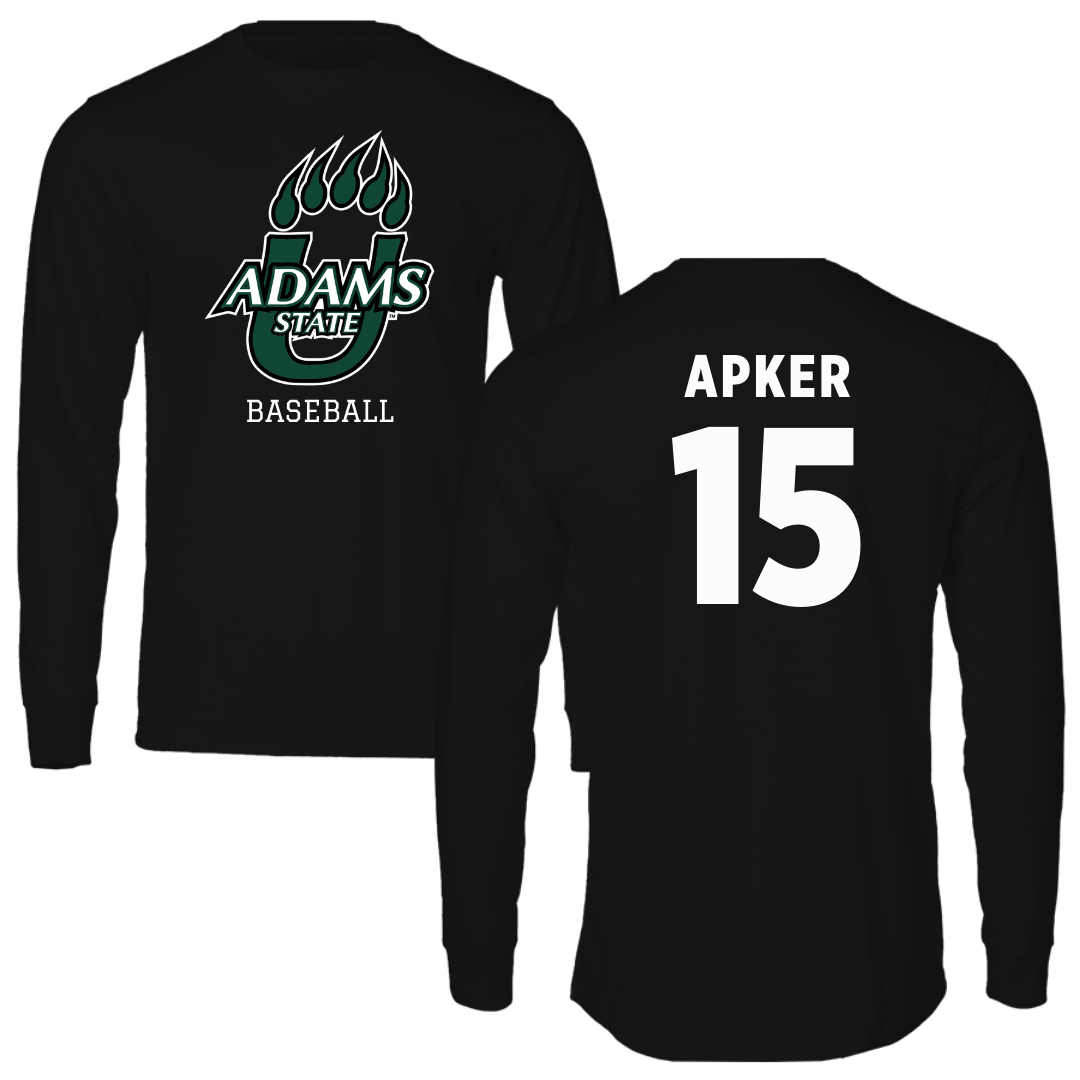 Adams State University Baseball Black State Long Sleeve - #15 Cory Apker