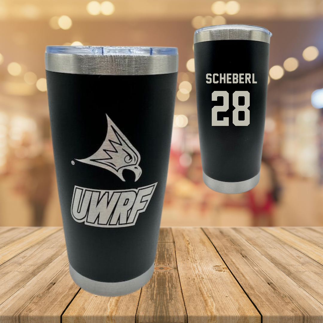 University of Wisconsin-River Falls Football Black Stainless Steel Tumbler - #28 Justin Scheberl